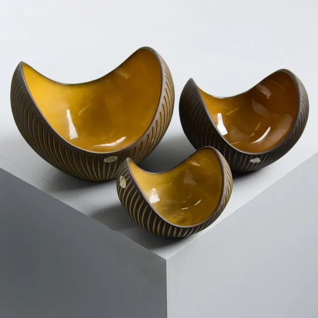 HJÖRDIS OLDFORS. "Kokos", skålar, 3 st, Upsala-Ekeby, 1954.