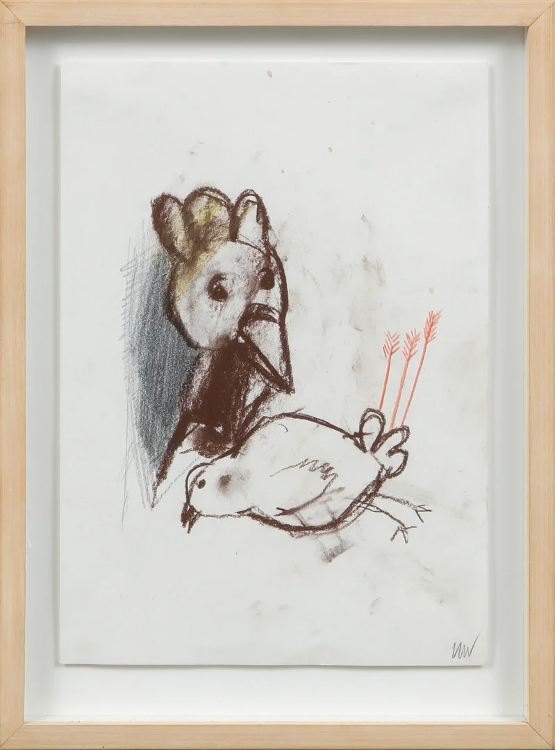 KARIN WIKSTRÖM. Komposition med fåglar, krita och blyerts, signerad. — Paintings — Göteborgs Auktionsverk