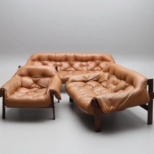 PERCIVAL LAFER. Sofa group, 3 pieces, 3-seater, 2-seater and armchair, model “MP-041", Brazil, 1960/70s.