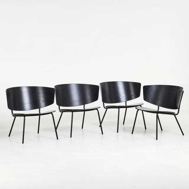 LOUNGESTOLAR, 4 st, "Herman Lounge chair", Herman studios för Ferm living, svartlackerade, brickmärkta undertill.
