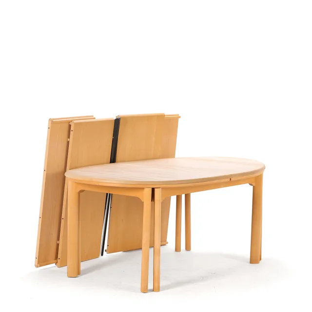 Skovby Furniture Factory. Oval dining table made of solid, soap-treated beech with extension leaves, model 05 (7)