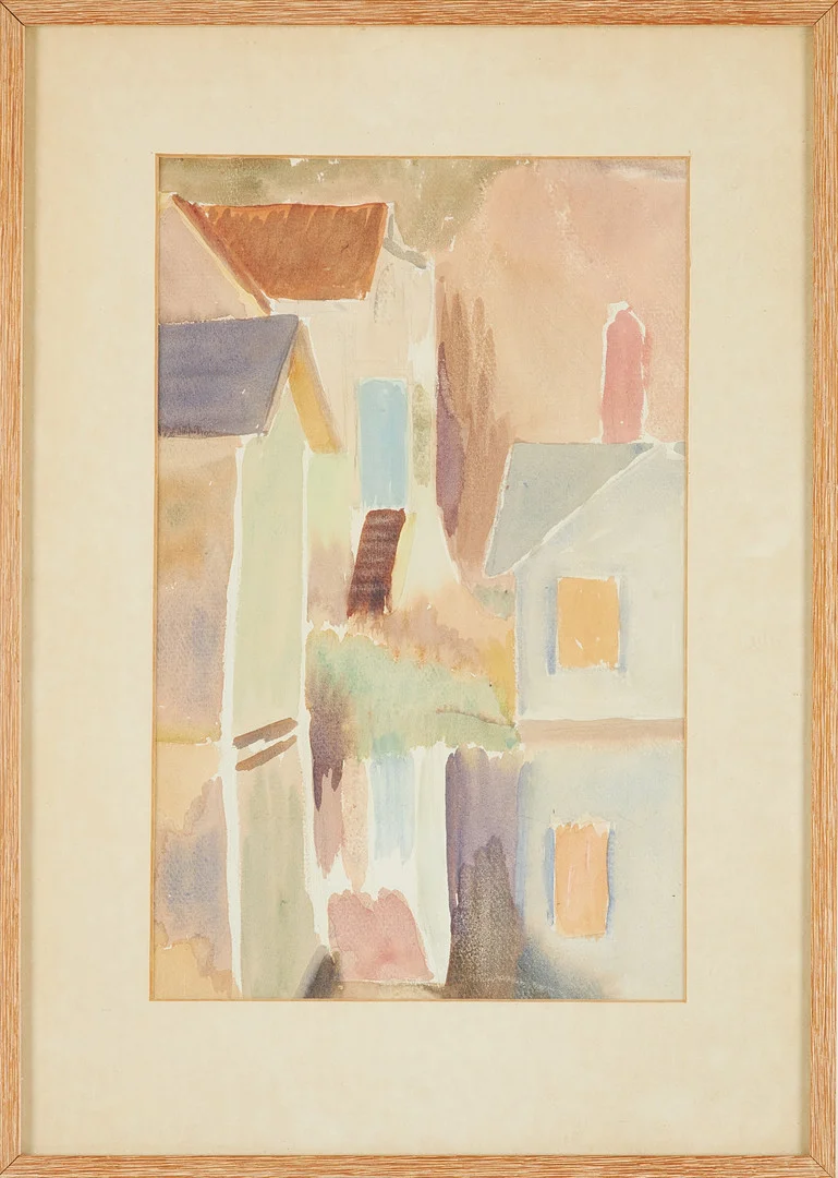 GÖRAN FOLCKER. Husfasader, akvarell, tillskriven, osignerad. — Paintings — Stockholms Auktionsverk Sickla