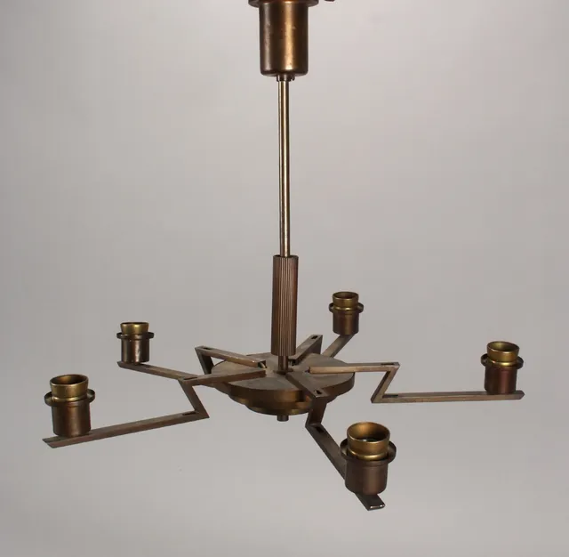 Art Deco. Fem-armet loftskrone
