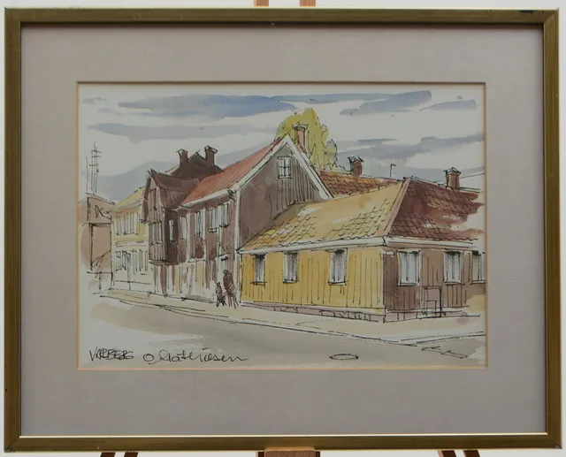 OVE MATHISEN. Varberg. Akvarell.