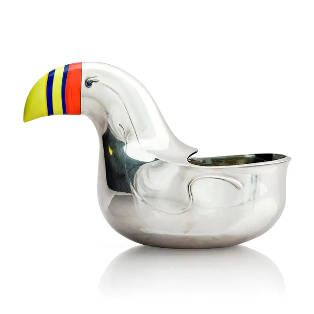 Gunnar Cyrén, "Stornäbb", sterling silver, safirer och glas, Gävle 1977.
