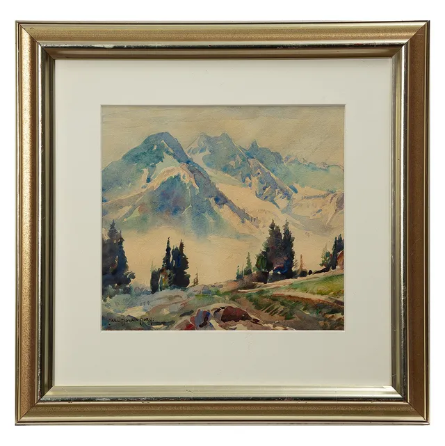 CARL OSCAR BORG. Rocky Mountain, akvarell, signerad.