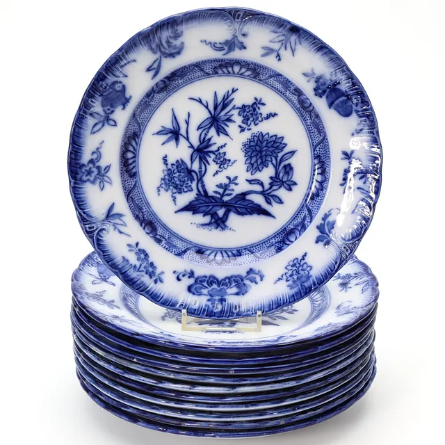 SERVISDELAR, 11 st, flintgods, assietter, "Dresden", Villeroy & Boch.