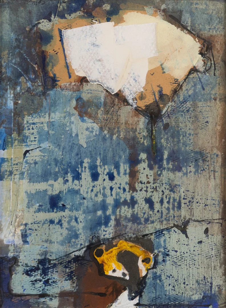 ENDRE NEMES. komposition, "Gul mask", signerad. — Paintings — Karljohan Auktioner