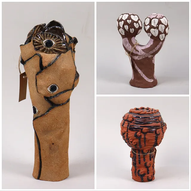 DAGNY LARSSON (1912-2006), skulpturer, delvis glaserat lergods, 3 st.