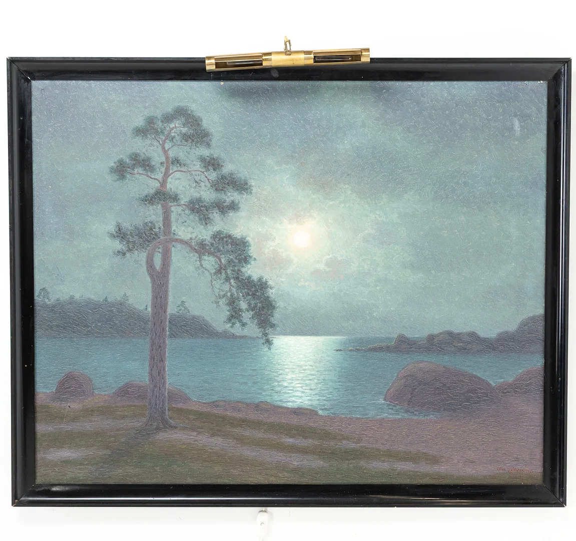 OTTO LINDBERG. Olja på duk, solnedgång, signerad & daterad 1935. — Paintings — Handelslagret Auktionsservice