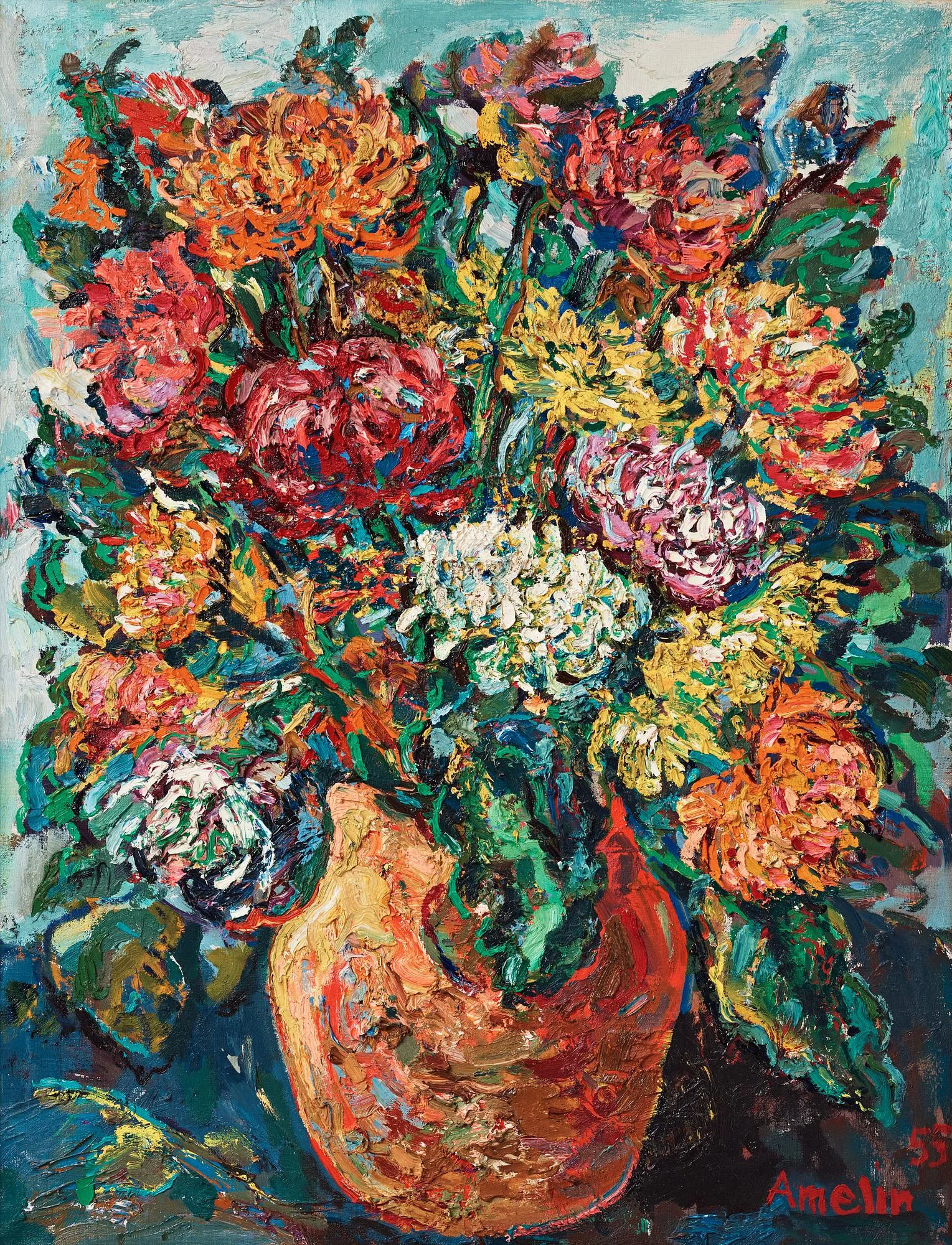Albin Amelin, Blomsterstilleben. — Bukowskis