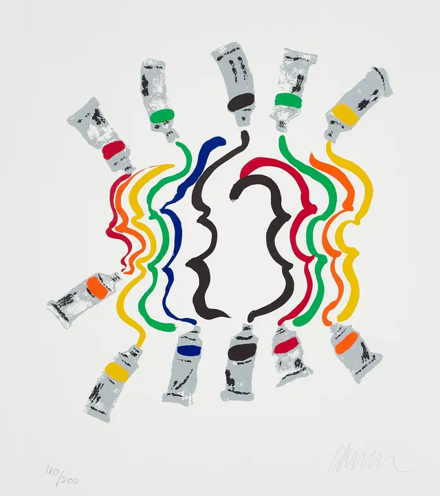 FERNANDEZ ARMAN. (Frankrike, 1928–2005), Fiddlemania, 3 st, signerade och numrerade 110/200, blindstämpel Edition GKM Suede, 1987, silkscreen.