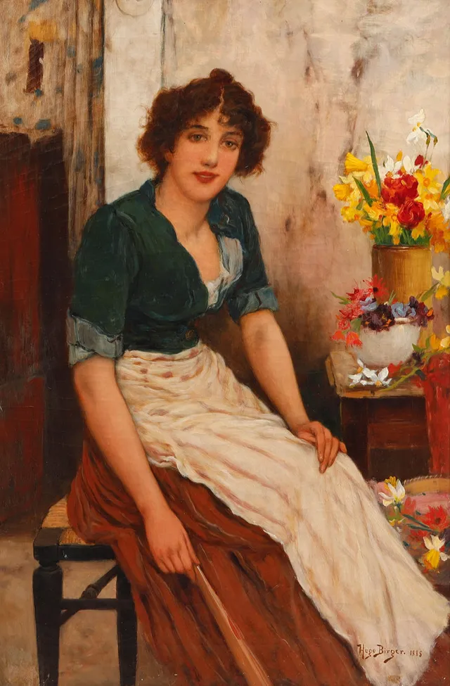 HUGO BIRGER. Porträtt av spanjorska. Olja på duk. Utförd 1885.