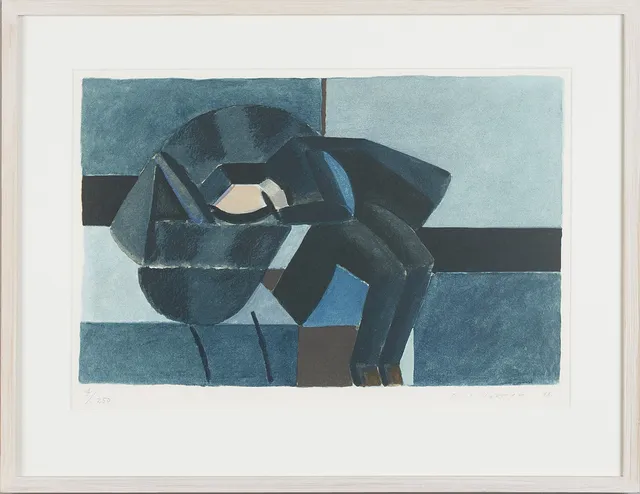 OLLE NYMAN. Figurkomposition, signerad och daterad -78, numrerad 4/250, färglitografi.