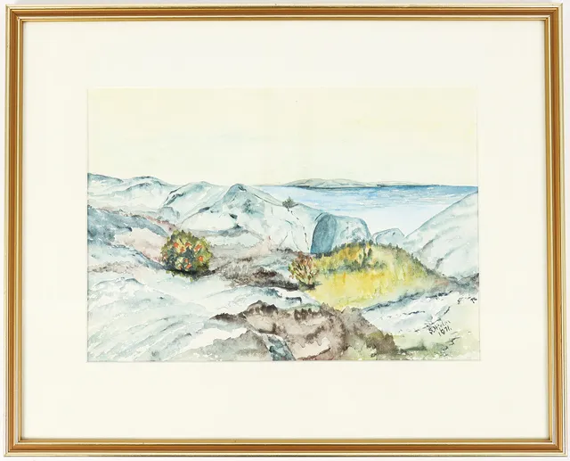 SONJA HJELM. Akvarell, signerad 1971.