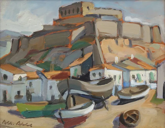 ALBERT ABBE. "Kastellet i Tunis", olja på duk, signrerad.