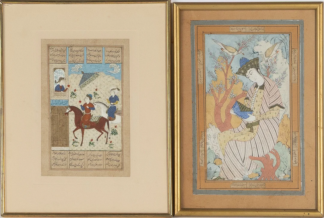 OIDENTIFIERAD KONSTNÄR. 2 stycken, troligen Persiska, gouacher på papper. — Paintings — Stockholms Auktionsverk Helsingborg