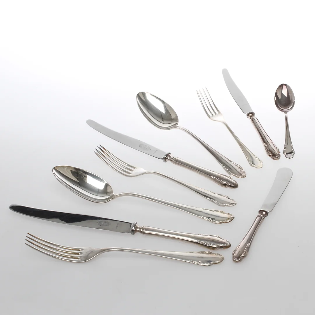 BESTICK, 69 delar, silver. "Haga", Skandia, 1900-tal. — Silver — Auktionshuset Kolonn