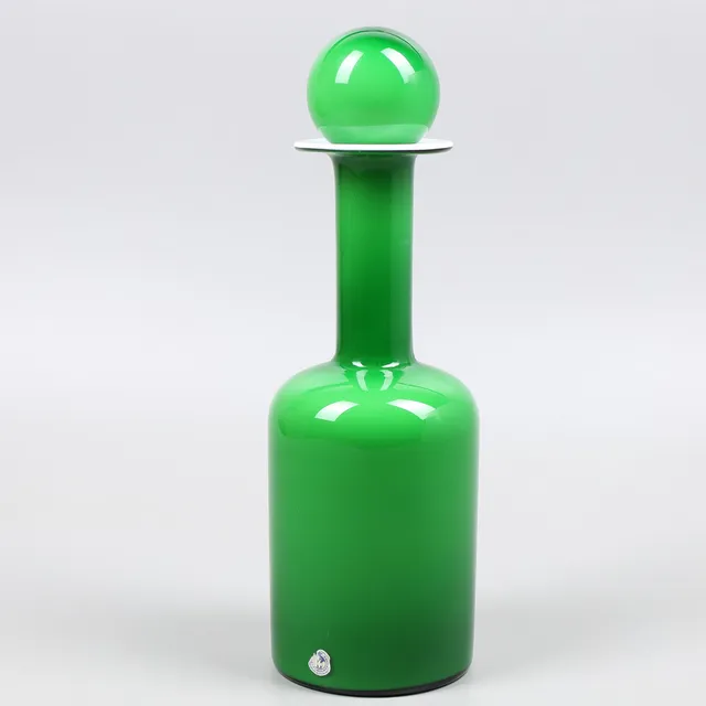 OTTO BAUER. Karaff med propp, glas, Holmegaard, Danmark, 1900-talets andra hälft.