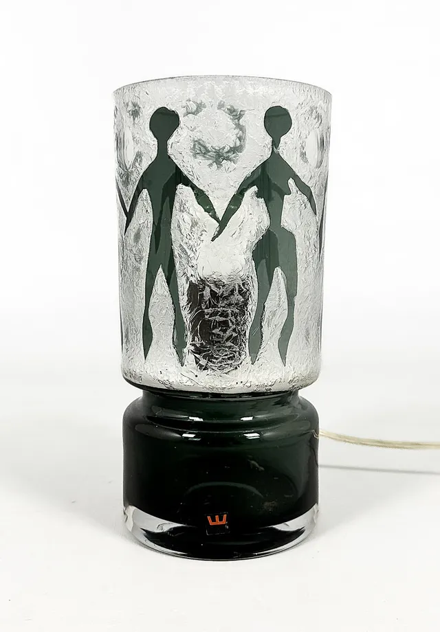 OVE SANDBERG. BORDSLAMPA, glas, signerad, Kosta.