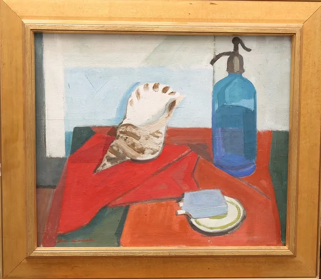 ARWID KARLSSON. Olja på duk, "Snäcka och sifon", signerad.