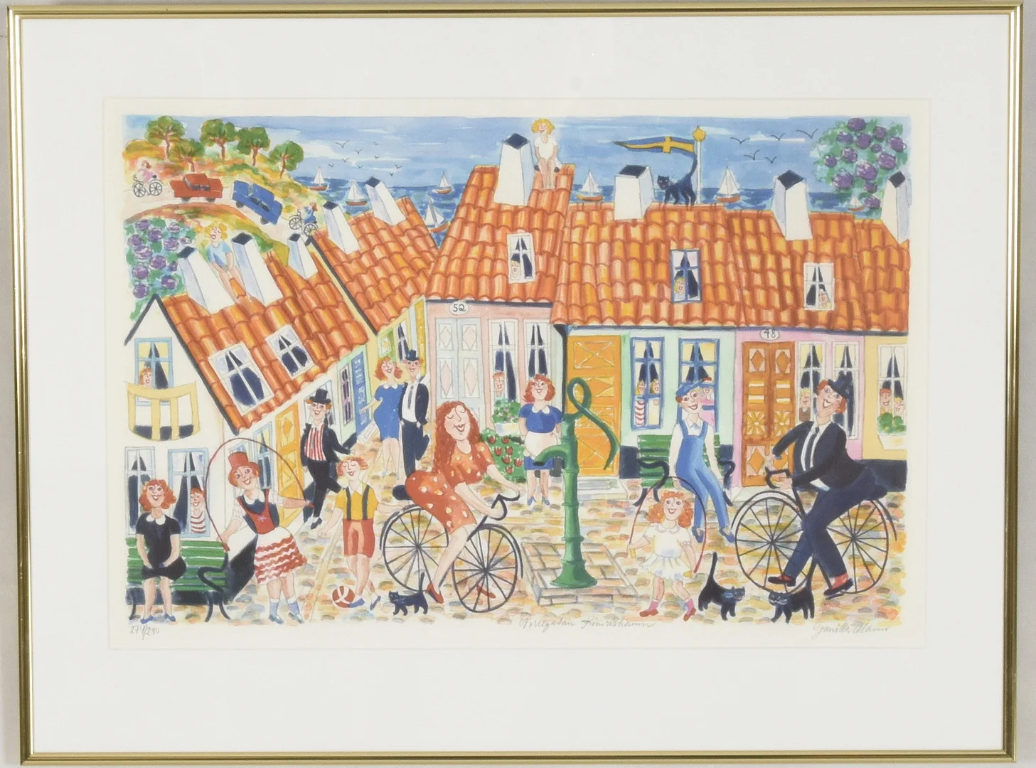 GUNILLA MANN. Färglitografi. — Engravings & Prints — Halmstads Auktionskammare