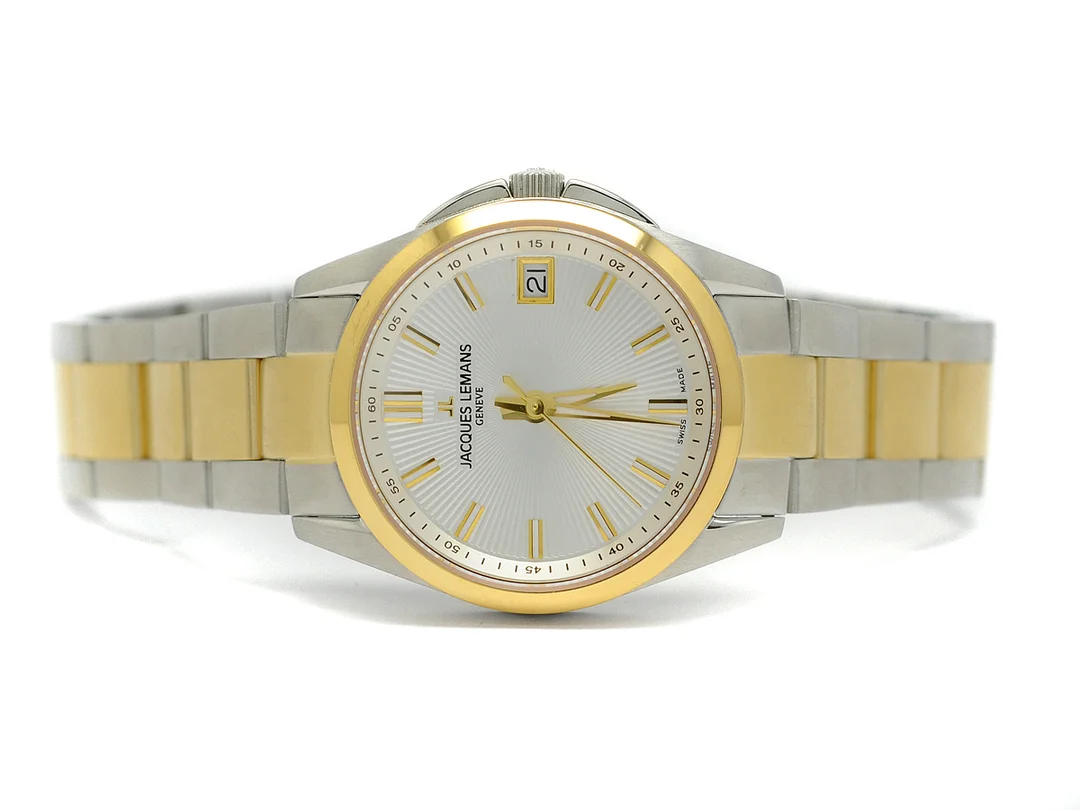 JACQUES LEMANS, Tempora, Ref nr. G-190G, damur, 30 mm, bicolour, quartz, mineralglas, datum, originallänk, viklås, ca 2009. — Klockor/Jacques Lemans — Kaplans