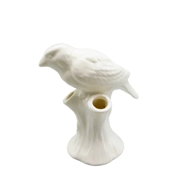 &+K AMSTERDAM. VOGEL-BLUMENVASE AUS PORZELLAN.