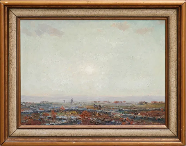 EVERT FÄRHM. LANDSKAP MED VÄDERKVARNAR.