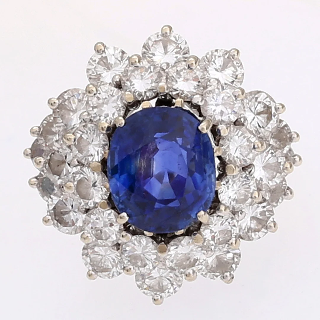 Sapphire and diamonds rosette ring. — Rings — Balclis