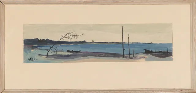 STIG SASEN. gouache, Hönöbukten, signerad SASEN.