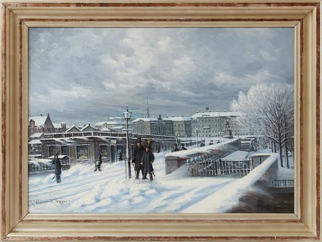 ALFRED WETTERSTRÖM. "Norrbro", olja på duk, signerad.