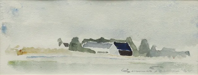 GUNNAR PERSSON (1908-1975). Gårdsmotiv, akvarell, signerad.