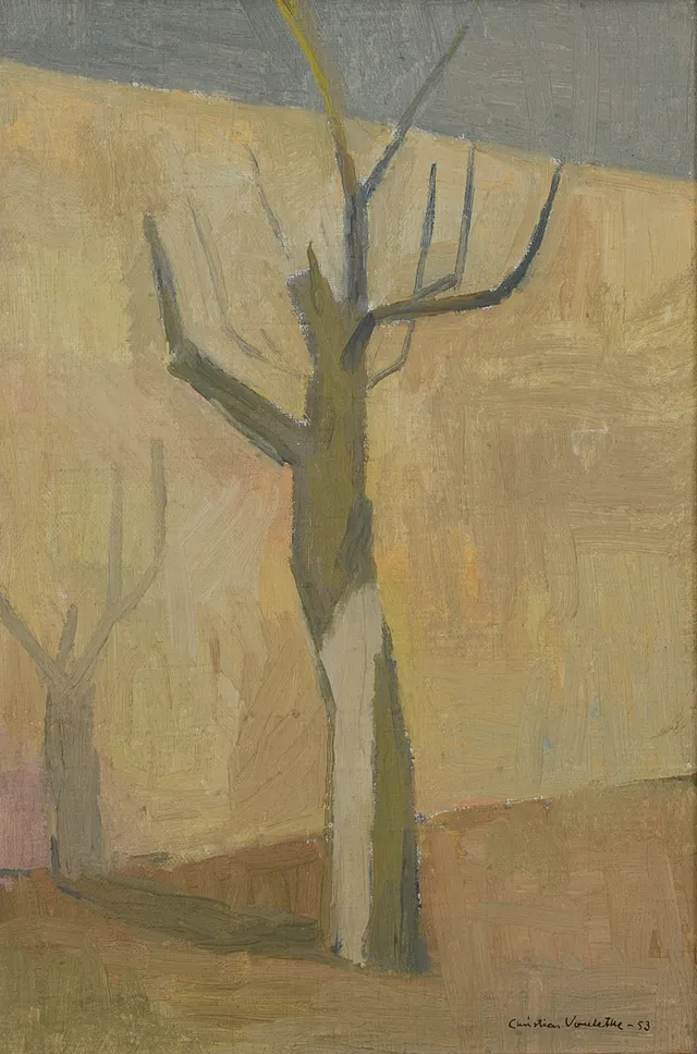 CHRISTIAN VOULETHE. "Port de Andratx", Olja på duk, signerad, 1953.