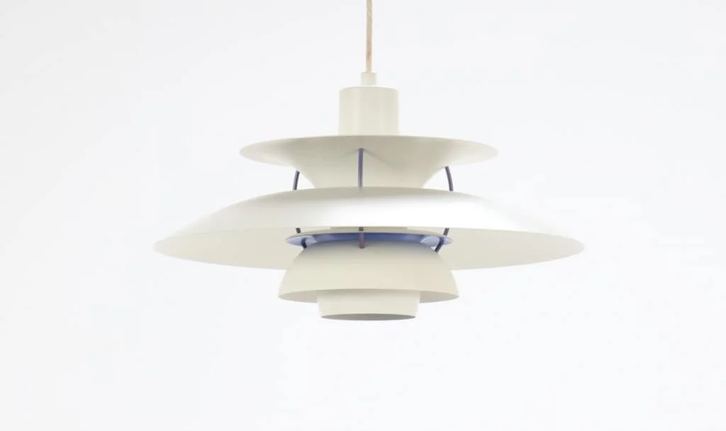 Poul Henningsen: PH5 pendant lamp with shades of white lacquered metal. — Lamps and lighting/Pendant lights — Lauritz