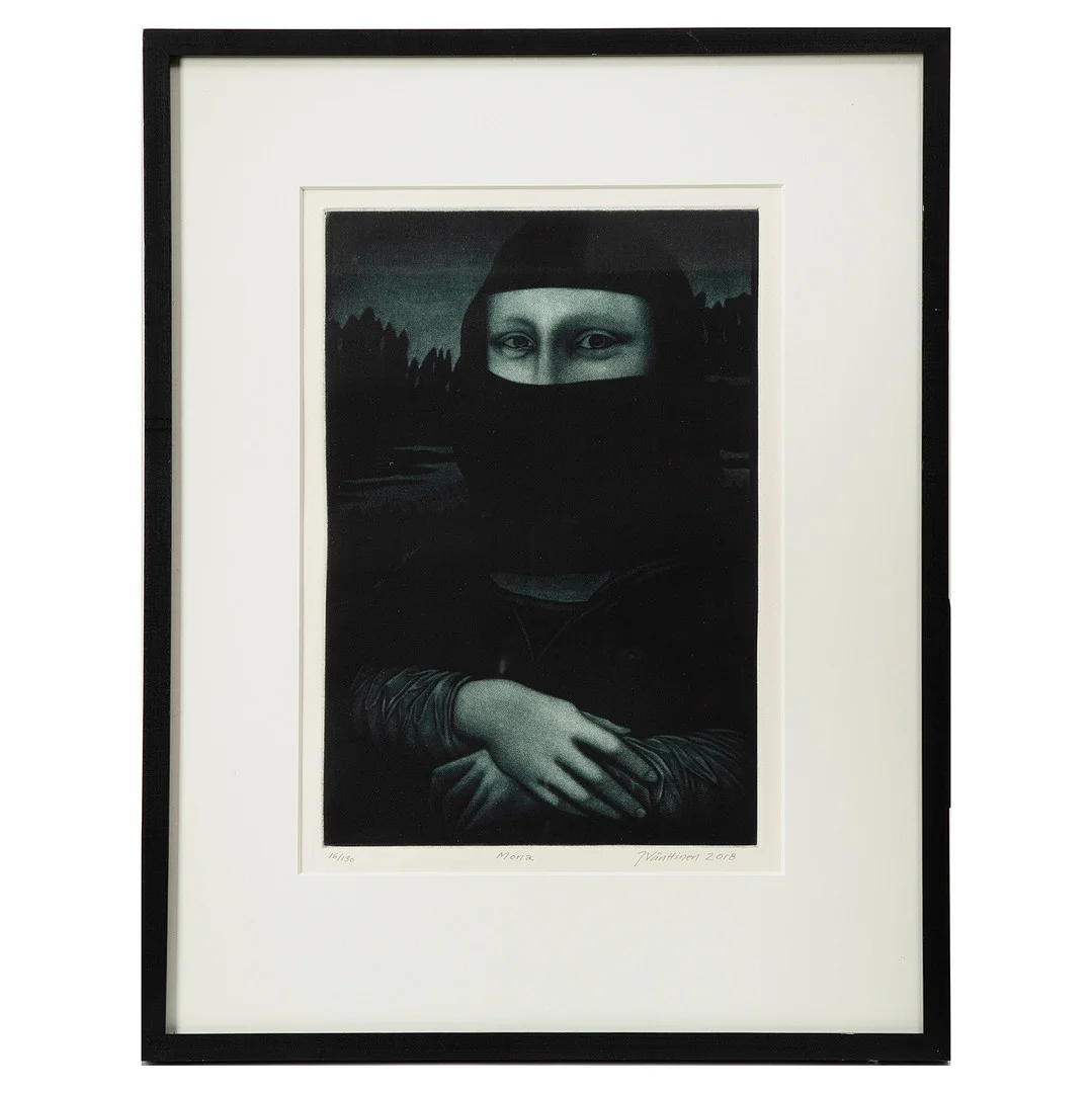 JUKKA VÄNTTINEN. "Mona", litografi, signerad, daterad 2018 och numrerad 16/130. — Engravings & Prints — Stockholms Auktionsverk Göteborg