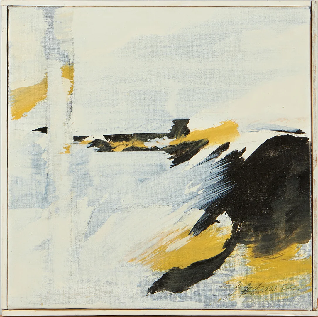 GUNNAR JOHANSSON. abstrakt komposition, olja på duk, signerad. — Paintings — Stockholms Auktionsverk Magasin 5