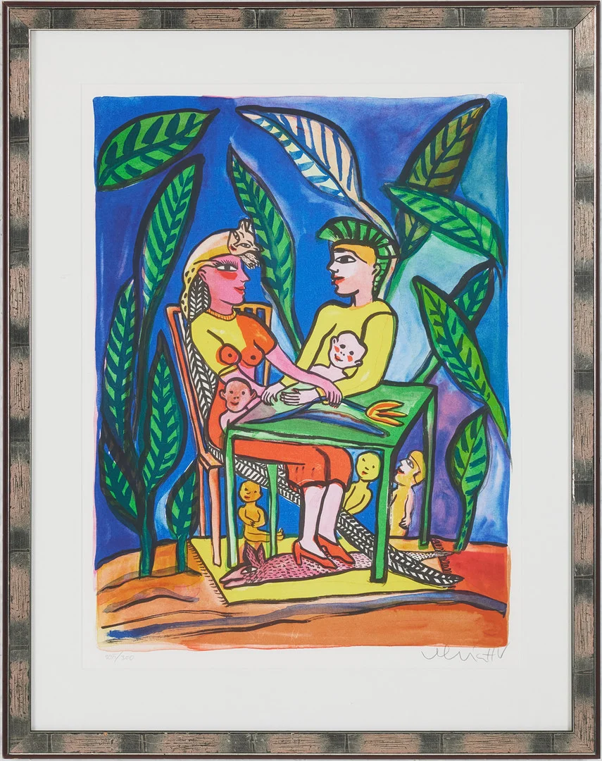 ULRICA HYDMAN-VALLIEN. Figurkomposition, färglitografi, signerad, 235/300. — Engravings & Prints — Stockholms Auktionsverk Magasin 5