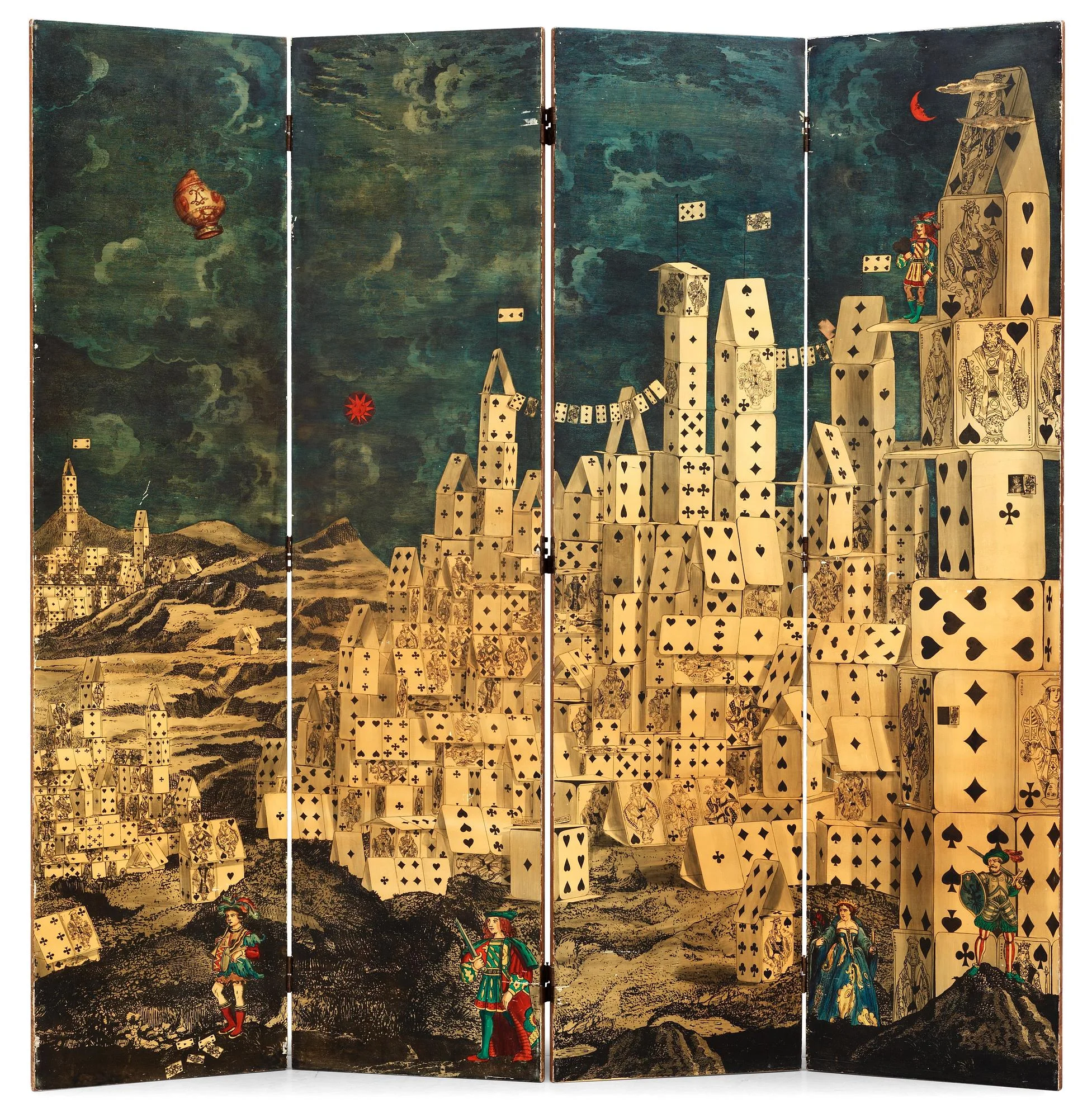 PIERO FORNASETTI, vikskärm/rumsdelare "City of Cards", Milano, Italien 1950-tal. — Bukowskis