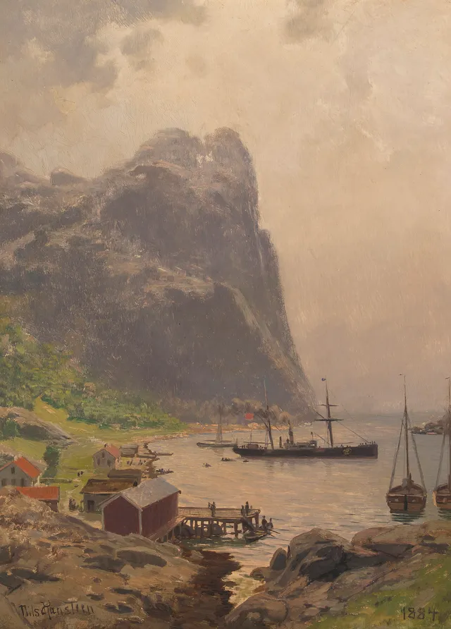 Hansteen, Nils — Dampbåt ved kysten, 1884
