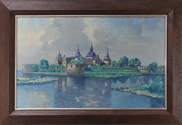 OIDENTIFIERAD KONSTNÄR. Kalmar slott, olja på duk, signerad samt daterad.