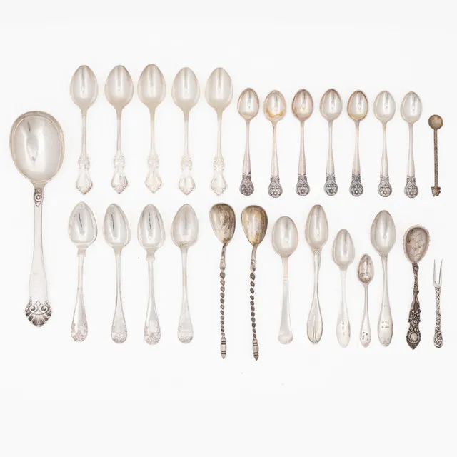 Bestick, 27 st, silver, mestadels Sverige.