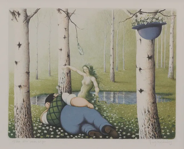 BENGT NORDENBERG. "När saven stiger", litografi nr 13/250, signerad.