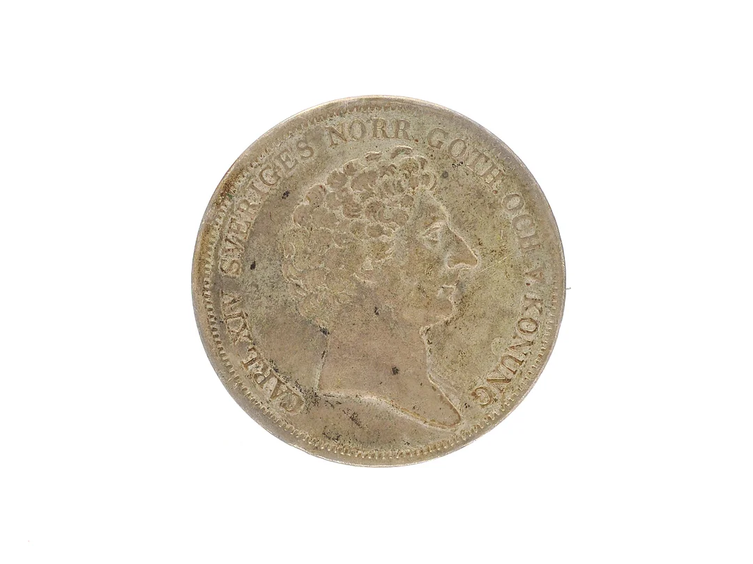 BROSCH, silver, gjord av mynt, 1 Riksdaler Sp., vikt 34,8 g. — Smycken/Brosch — Kaplans