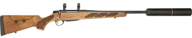KULGEVÄR MED LJUDDÄMPARE, fabrikat Tikka, modell T3 Hunter, kaliber 9,3x62, tillv.nr 411107, se-nr SE3498770.