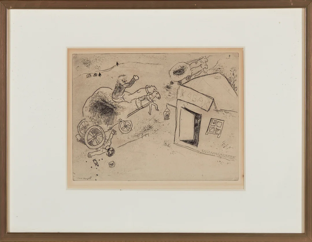 Chagall, Marc — "Mort de Mets-les-pieds-dans-le-plat" — Kunst/Grafikk — Blomqvist