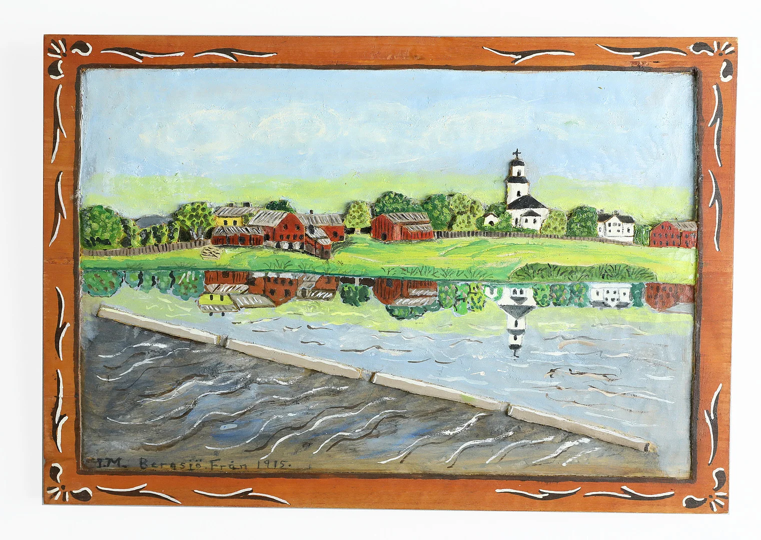IDA MALM. trärelief, Bergsjö från 1915, signerad. — Paintings — Hälsinglands Auktionsverk