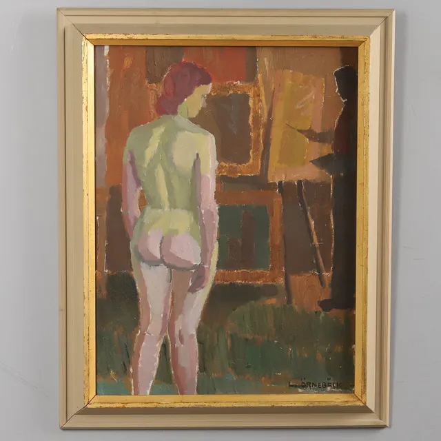 LENNART ÖRNEBÄCK. OLJA PÅ PANNÅ, "Nakenstudie", signerad.