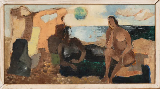 WIM BOSMA. Olja på pannå, Kvinnofigur, signerad.