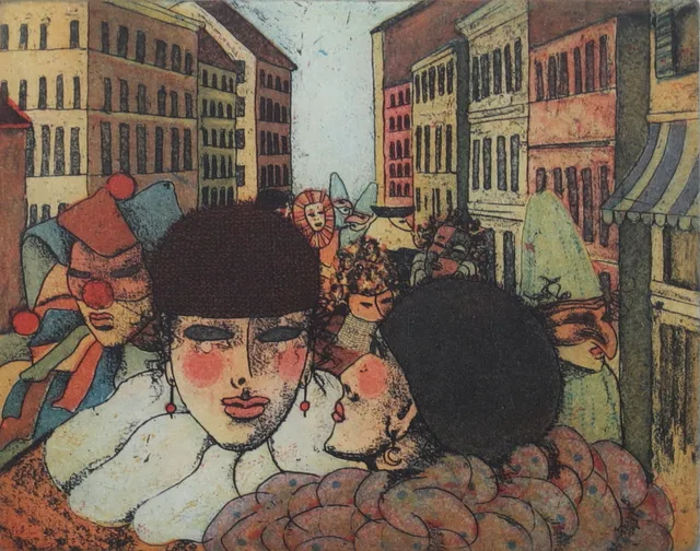 IRENE JARZ. "I gränden". Färgetsning, signerad och numrerad 173/320.